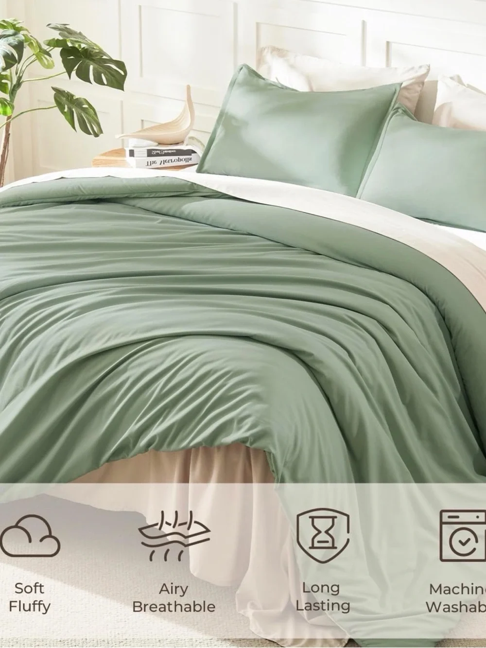 Sage green super king plus!! comforter set. New! With pillow cases